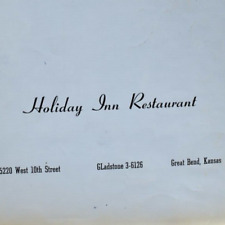 Vintage 1964 Holiday Inn Restaurant Menu 5220 West 10th Street Great Bend Kansas picture