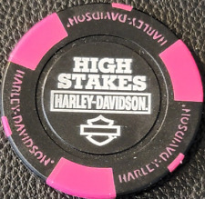 HIGH STAKES HD - KENTUCKY (Black/Neon Pink) Harley Davidson Poker Chip picture