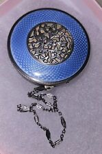 Vintage Sterling Silver Compact W/ Sterling Chain RARE MUST SEE  picture
