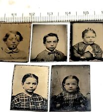 Lot Of 5 Tintypes Of Groupings 5 Different People  picture