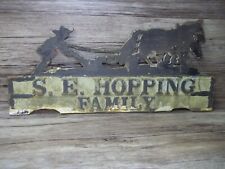 vintage mailbox sign for a farmer S.E. Hopping Family man w/ horse plowing   Z52 picture