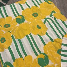 Vintage Burlington bright Bold yellow Green floral full size flat sheet new picture