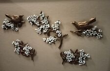 syroco wall plaques vtg 1967 gold and white branches and flowers 5 pc set mcm picture