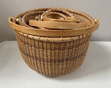 Vintage Round Nantucket Basket Nested Set of 5 Nautical Cottage Home Decor  picture