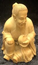 Vtg Taste Seller Sigma Asian Figurine Wise Man with Peach Resin Luck Free picture