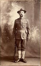 RPPC WWI Soldier with Rifle Studio Photo Antique Real Photo Postcard c1915 picture