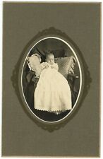 CIRCA 1890'S CABINET CARD Adorable Baby In Gorgeous Long White Victorian Dress picture