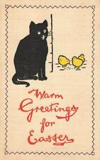c1910 Black Cat Watching Chicks Easter P339 picture