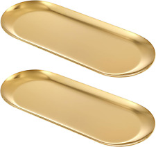 2PACK Gold Decorative Tray, Bathroom Vanity Tray for Dresser Counter, Kitchen Si picture