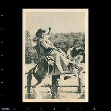 Vintage Photo MAN RIDING BUCKING BRONCO COWBOY HAT HORSE picture