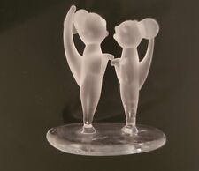Vintage Satin Frosted Glass Dancing/Standing Mice Figurine 2.25