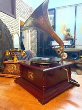Replica Gramophone Player 78 rpm phonograph Brass Horn HMV Vintage Wind picture