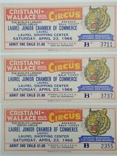 SET OF 3 VINTAGE 1966 CRISTIANI-WALLACE BROS. CIRCUS TICKETS LAUREL MD picture