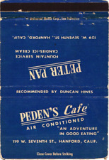 Peden's Cafe, Peter Pan Fountain Service, Hanford, Cali Vintage Matchbook Cover picture