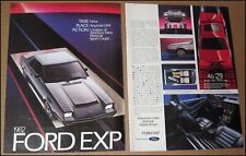 1982 Ford EXP 2-Page Print Ad 1981 Car Automobile Advertisement Golden Lights picture