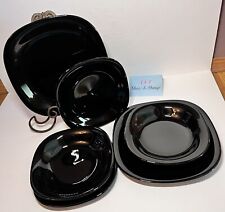 Mikasa Basic Black (2) Each Dinner Plates, Salad Plates And Coupe Soup Bowls EUC picture
