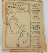 1921 McCall Pattern 3726 Infant's Coat - Antique Original and Uncut picture