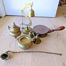 Lot of Vintage Chinese Indian Brass Bells Incense Pans Burners picture