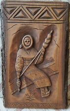 Folk Art Carved Wood European Woman Tradional Clothing 9x14
