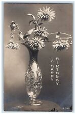 c1905 Happy Birthday Flowers Vase Rotograph Louis Dale PA RPPC Photo Postcard picture