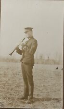 RPPC Soldier Playing Clarinet Musical Instrument Real Photo Postcard c1915 picture