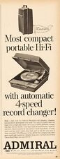 1963 Admiral Playmate Record Player Changer Compact Portable Hi Fi Print Ad picture