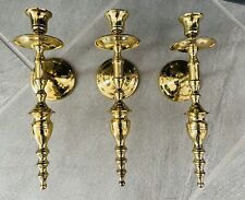 Vtg Heavy Solid Brass Wall Mount Torch Style Candle Sconces Holders 11