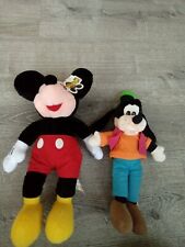 Disney Mouseketoys 13” Mickey Mouse Plush + Goofy Disneyland World Vintage Tags picture