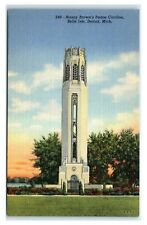 Postcard Nancy Brown's Peace Carillon, Belle Isle, Detroit, Michigan linen T22 picture