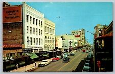 1950s Tampa Florida FL Franklin Street View Storefronts Old Cars Postcard J9 picture