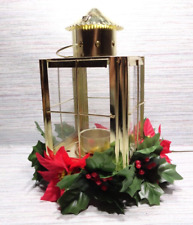 Vintage Pierce Brass Mini Lantern Tea Light Candle Lamp  9.5'' Tall Christmas picture
