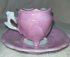 3 FOOTED Vintage Beautiful Pink & Gold Demitasse EXCELLENT CONDITON Beautiful  picture