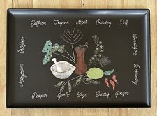 Mid Century Vintage Couroc Serving Tray Spices Cooking Inlaid Black 12.5” X 18” picture
