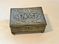 Antique J.B. Jennings Brothers Silverplate Decorative Trinket Box Country Design picture