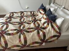 Double Ring Queen/Full Size Quilt Bedspread Vintage picture