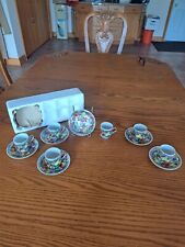 Zhongguo Zhi Zao Oriental Chinese Porcelain Floral 6 Tea Cups and 6 Saucers picture