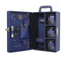 Portable Handy Leatherette Finish Travel Bar Set for Travel (Blue ). picture