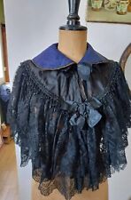 Stunning 1880/1900 Satin Black/Blue Neck Jay Trim Capelet Nice Condition  picture