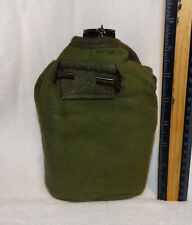 VTG Water Canteen Military Aluminum G.I. Army Green Nylon Canteen Cover 1980's picture