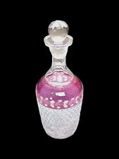 Vintage Cranberry & Clear Cut Glass Liquor Decanter w/Stopper picture