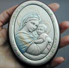 STUNNING Vintage Multi Colored AN Ag Artist Signed Madonna & Child Plaque Icon picture