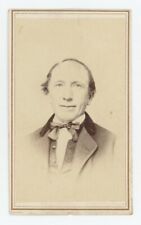 Antique CDV Circa 1860s Handsome Smiling Older Man in Suit & Bow Tie picture