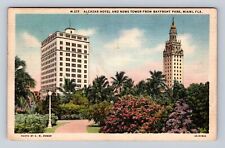 Miami FL-Florida, Alcazar Hotel, News Tower, Antique Vintage c1936 Postcard picture