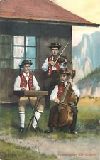 Swiss musical folk types Appenzell costumes Switzerland cello & violin music picture