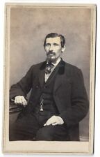 CDV Photo Man Seated Next To table - Tax Stamp - Bringham Dover N H 1864-66 picture