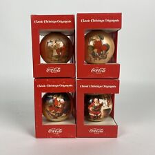 Coca Cola Classic Christmas Ornaments Corning Glass Works Collectables Set of 4 picture
