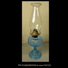  Antique 1870-90s EAPG Blue Kerosene Table Lamp picture