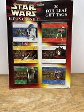 VTG Star Wars Episode 1 Foil Leaf Gift Tags 30 Tags picture