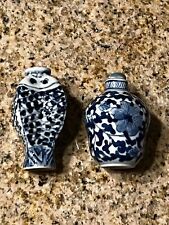 Two New Contemporary Chinese Blue & White Ceramic 2.5 In / 6.35mm Snuff Bottles picture