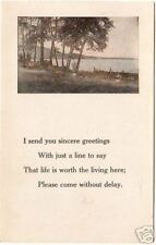 PLEASE COME WITHOUT DELAY ~ 1915 Scenic Card picture